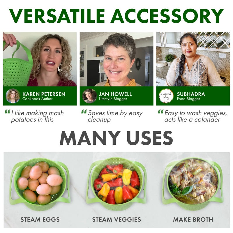 Avokado Silicone Steamer Basket for 3qt Instant Pot [6qt, 8qt avail], Ninja Foodi, Other Pressure Cookers - 100% Food Safe, BPA-Free, Dishwasher Safe Collapsible Vegetable Steamer Basket & Strainer - Image 5